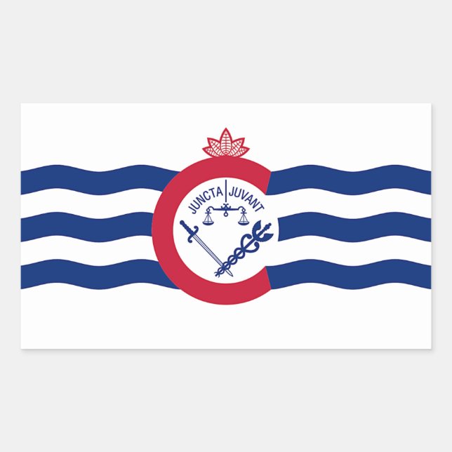Rectangle sticker with Flag of Cincinnati,  U.S.A. (Front)