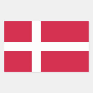 Rectangle sticker with Flag of Denmark