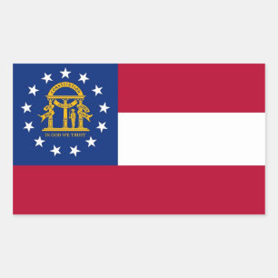 Rectangle sticker with Flag of Georgia, U.S.A.