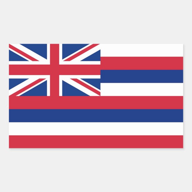 Rectangle sticker with Flag of Hawaii, U.S.A. (Front)
