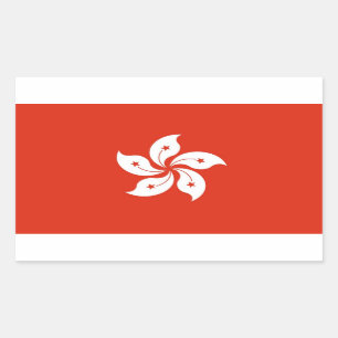 Rectangle sticker with Flag of Hong Kong, China