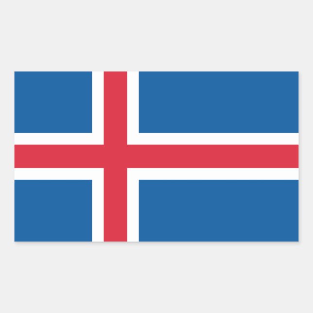 Rectangle sticker with Flag of Iceland (Front)