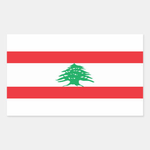 Rectangle sticker with Flag of Lebanon
