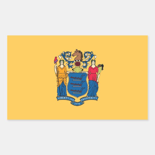 Rectangle sticker with Flag of New Jersey, U.S.A. (Front)