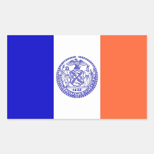 Rectangle sticker with Flag of New York, U.S.A. (Front)