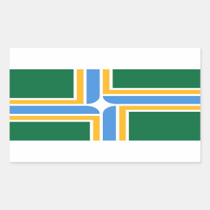 Rectangle sticker with Flag of Portland,  U.S.A.