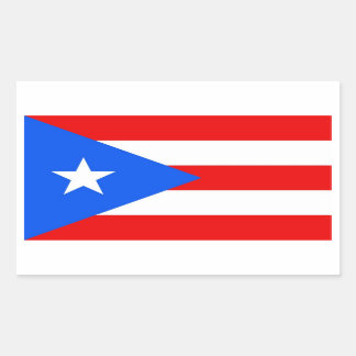 Rectangle sticker with Flag of Puerto Rico, U.S.A.