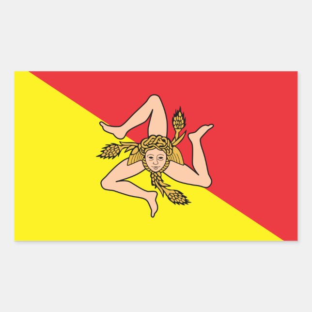 Rectangle sticker with Flag of Sicily, Italy (Front)