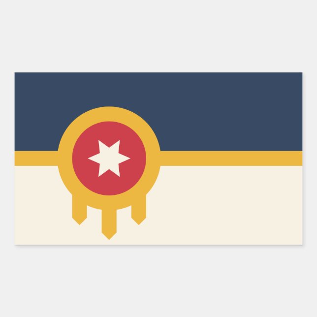Rectangle sticker with Flag of Tulsa City, USA (Front)