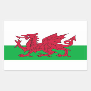 Rectangle sticker with Flag of Wales