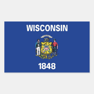 Rectangle sticker with Flag of Wisconsin