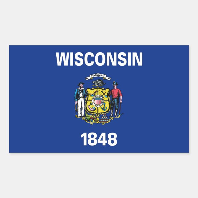 Rectangle sticker with Flag of Wisconsin (Front)