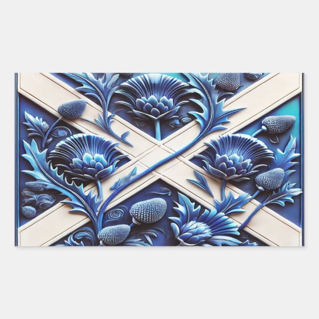 Rectangle sticker with Scottish Thistles (Front)