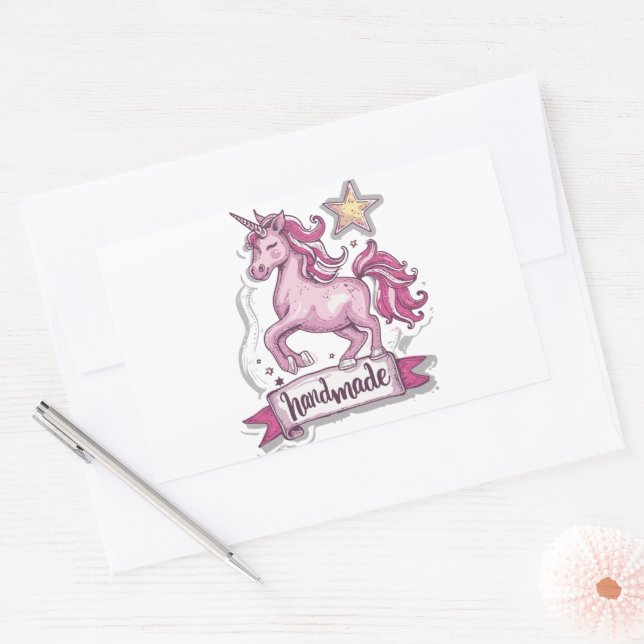  Rectangle Stickers Unicorn and the inscription,,H (Envelope)
