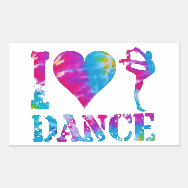 Rectangle TieDye Heart Love Dance gymnastics Cheer Rectangular Sticker (Front)