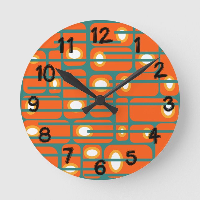 Rectangles and Circles Round Clock (Front)
