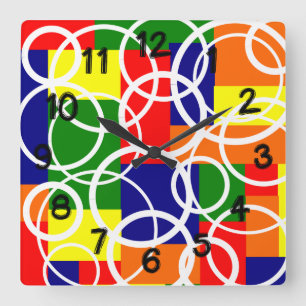 Rectangles and Rings Square Wall Clock