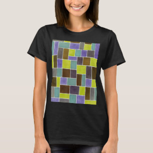 Rectangles And Squares Contemporary White Outline T-Shirt