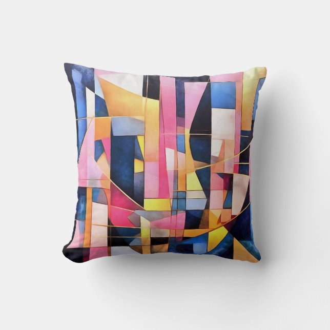 Rectangles and Triangles Geometric Abstract Cushion (Front)