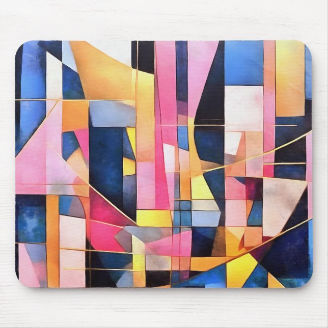 Rectangles and Triangles Geometric Abstract Mouse Pad (Front)