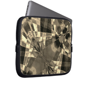Rectangles inclined in tones timber or beige laptop sleeve