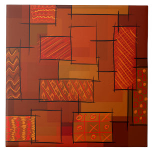 Rectangles, patchwork pattern, doodle. Scrap quilt Ceramic Tile