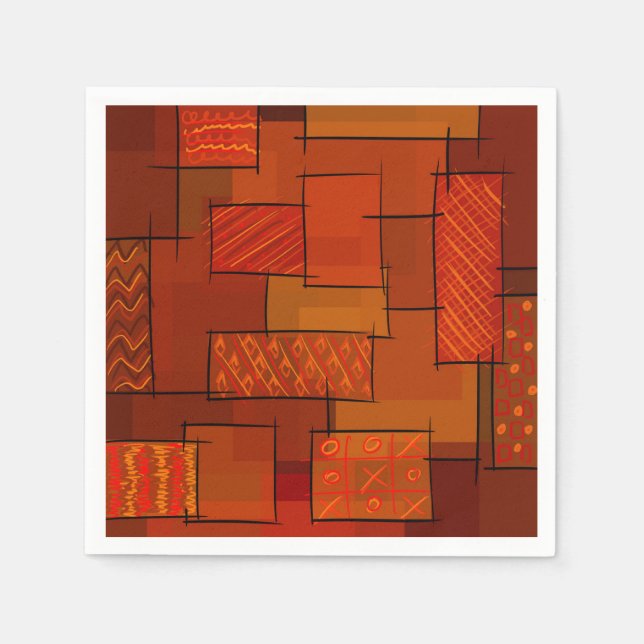 Rectangles, patchwork pattern, doodle. Scrap quilt Napkin (Front)