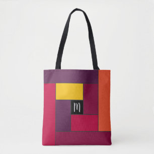 Rectangles Pattern (ver4) with Custom Monogram Tote Bag