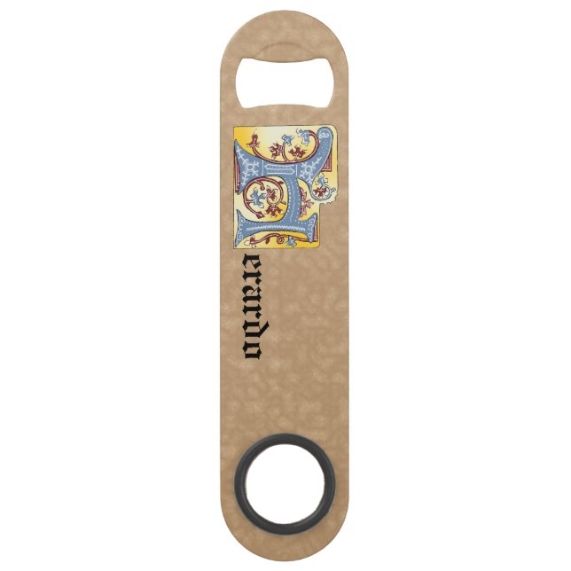 Rectangular Blue and Red Ivy Illuminated Letter H (Front)