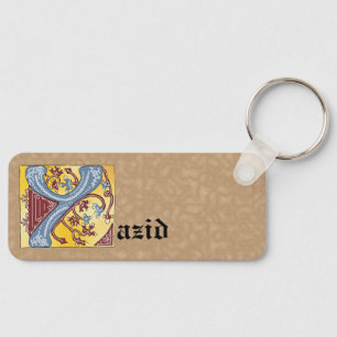 Rectangular Blue and Red Ivy Illuminated Letter Y Key Ring