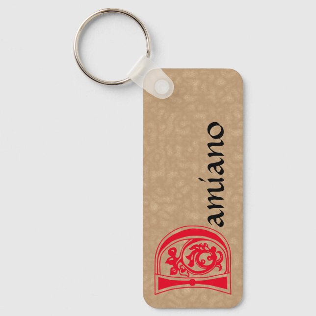 Rectangular Botanical Decorative Capital D Key Ring (Front)