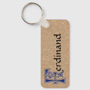 Rectangular Botanical Decorative Capital F Key Ring