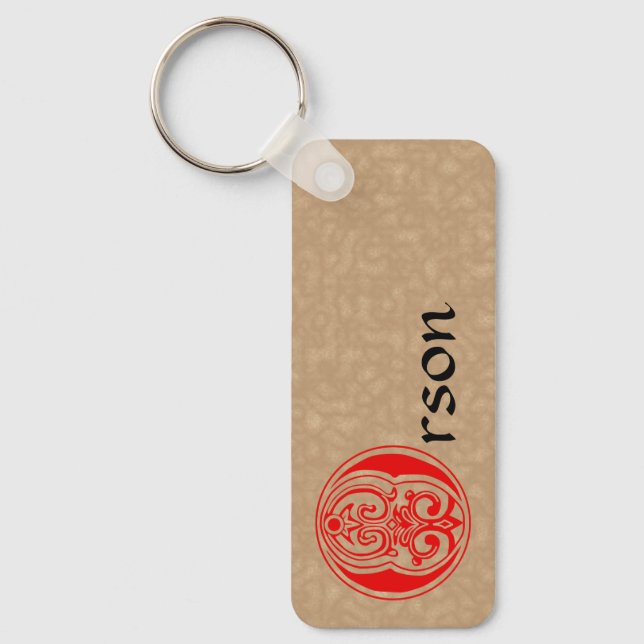Rectangular Botanical Decorative Capital O Key Ring (Front)