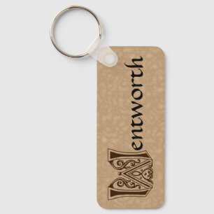 Rectangular Botanical Decorative Capital W Key Ring