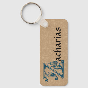 Rectangular Botanical Decorative Capital Z Key Ring
