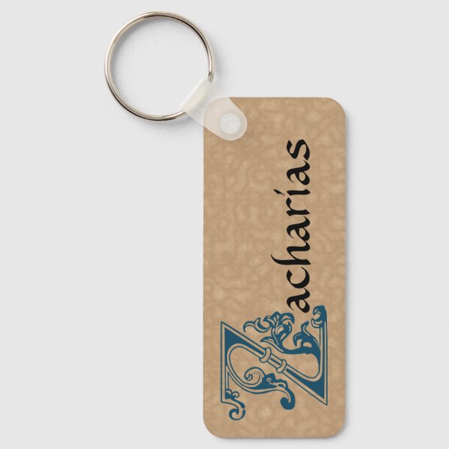 Rectangular Botanical Decorative Capital Z Key Ring (Front)