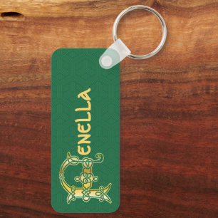 Rectangular Celtic Knot Decorative Capital F Key Ring
