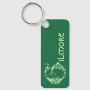 Rectangular Celtic Knot Decorative Capital G Key Ring