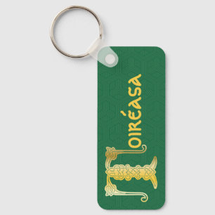 Rectangular Celtic Knot Decorative Capital T Key Ring