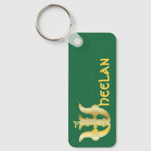 Rectangular Celtic Knot Decorative Capital W Key Ring