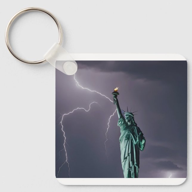 Rectangular keychain Statue of Liberty design  (Front)