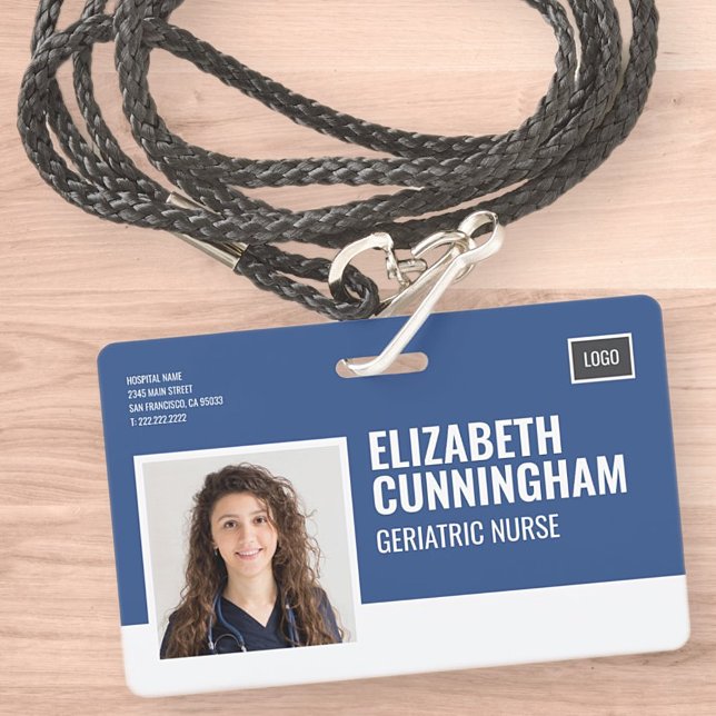 Rectangular Logo Nurse Photo Barcode ID Horizontal Badge (Creator Uploaded)