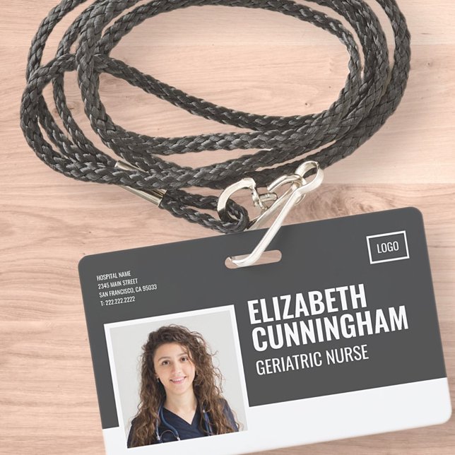 Rectangular Logo Nurse Photo Barcode ID Horizontal Badge (Creator Uploaded)