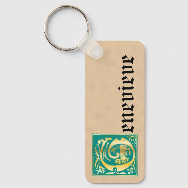 Rectangular Mythic Creatures Decorative Capital G Key Ring (Front)