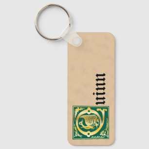 Rectangular Mythic Creatures Decorative Capital Q Key Ring