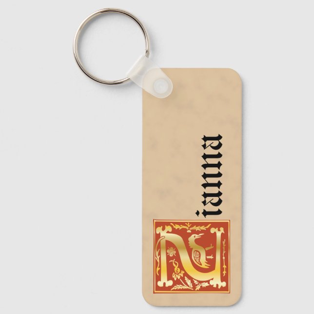 Rectangular Mythic Creatures Decorative Capital Z Key Ring (Front)