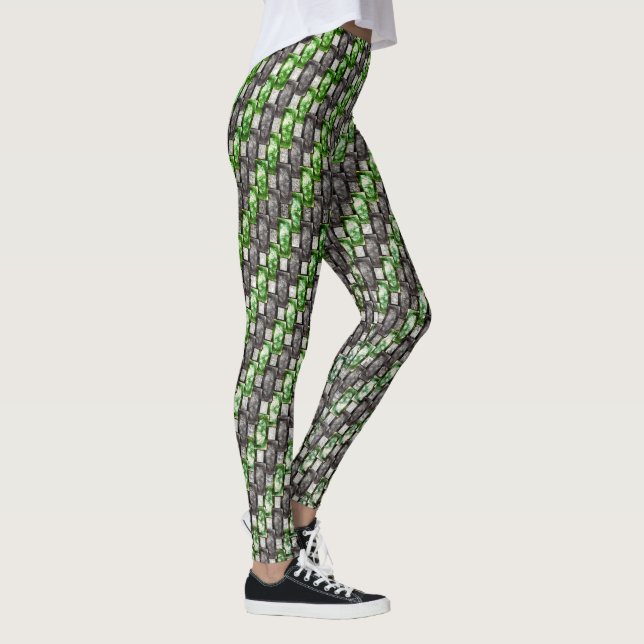 Rectangular pieces carved and spotted, green grey  leggings (Right)