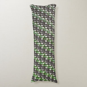 Rectangular pieces carved and stained, grey green body cushion