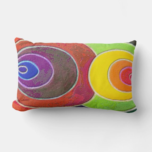 Rectangular Pillow Rainbow Spirals (Front)