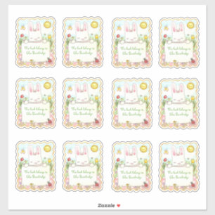 Rectangular Pink Bunny Bookplates